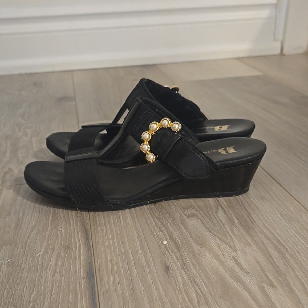 Browns Black Women's Sandals with Gold Accents